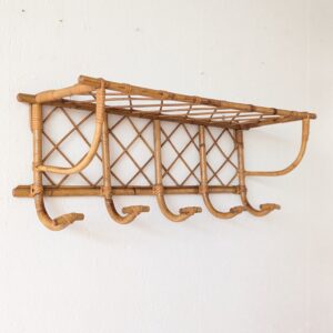 Vestiaire / porte-manteaux mural rotin vintage