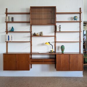 Bibliothèque murale teck danoise Poul Cadovius années 60