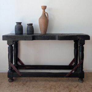 Console / Ancien établi bijoutier bois massif pieds tournés