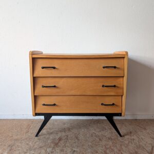 Commode vintage hêtre pieds compas