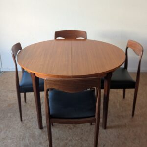 Table ronde teck avec rallonge papillon années 60