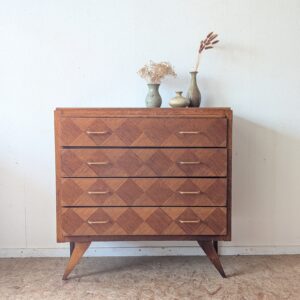 Commode chêne pieds compas vintage