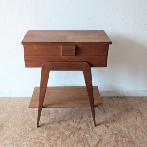 Travailleuse chêne pieds compas vintage