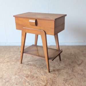 Travailleuse chêne pieds compas vintage