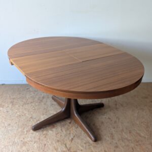 Table ronde teck des années 70 extensible avec pied étoile