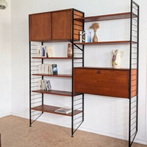 Ensemble teck mural modulable Ladderax années 60