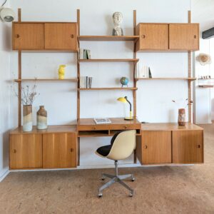 Ensemble mural modulable teck blond danois des années 60/70