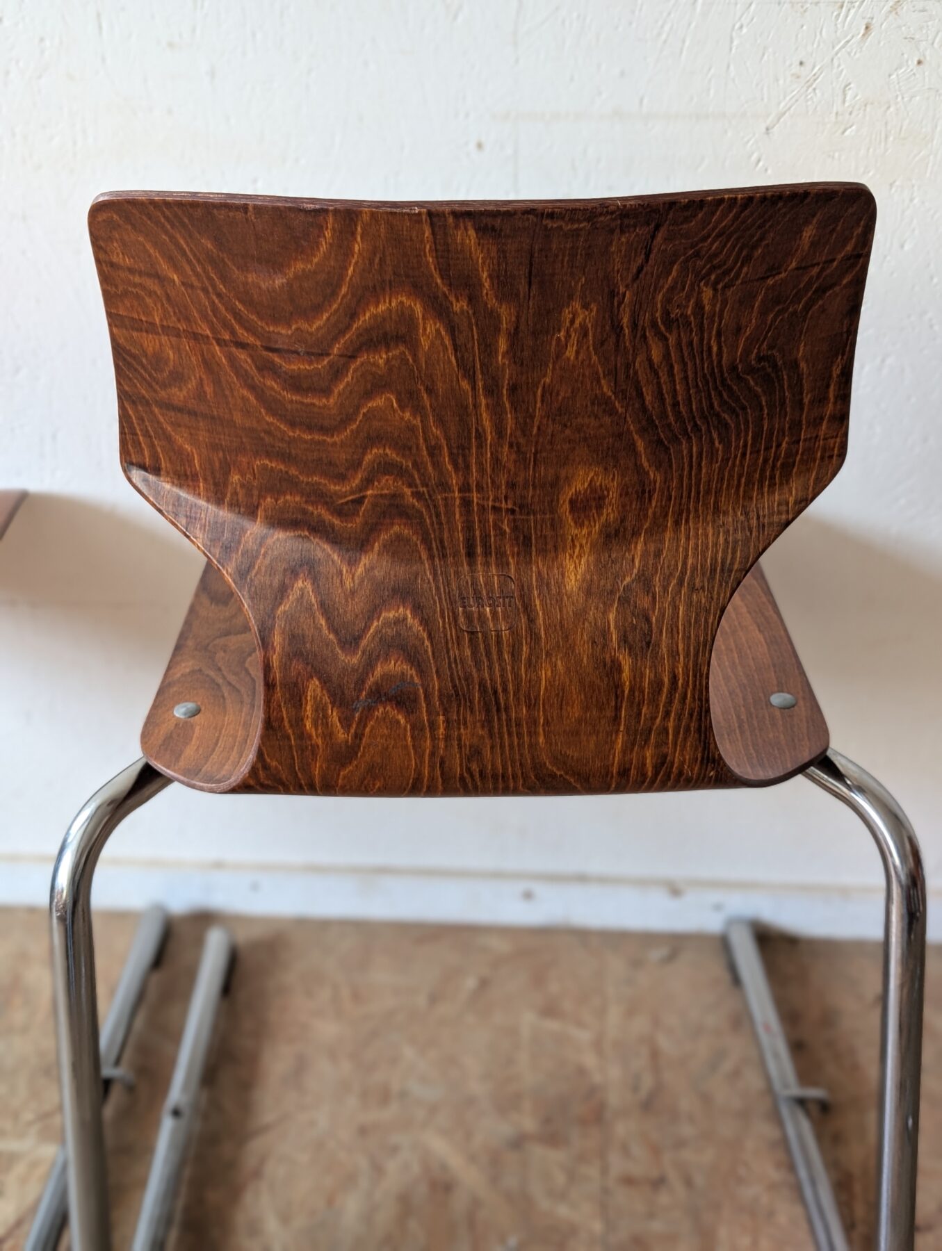 Suite de 4 chaises vintage Eurosit pagwood et chrome – Image 6