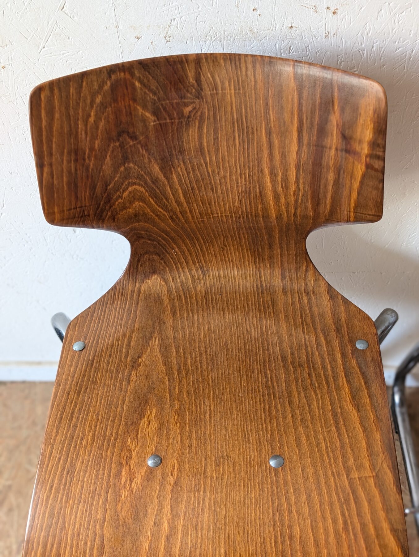 Suite de 4 chaises vintage Eurosit pagwood et chrome – Image 8