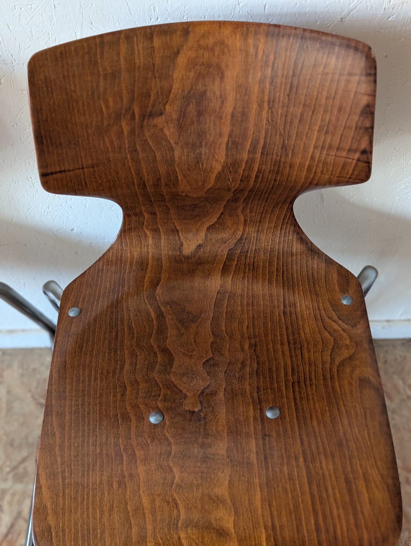 Suite de 4 chaises vintage Eurosit pagwood et chrome – Image 9