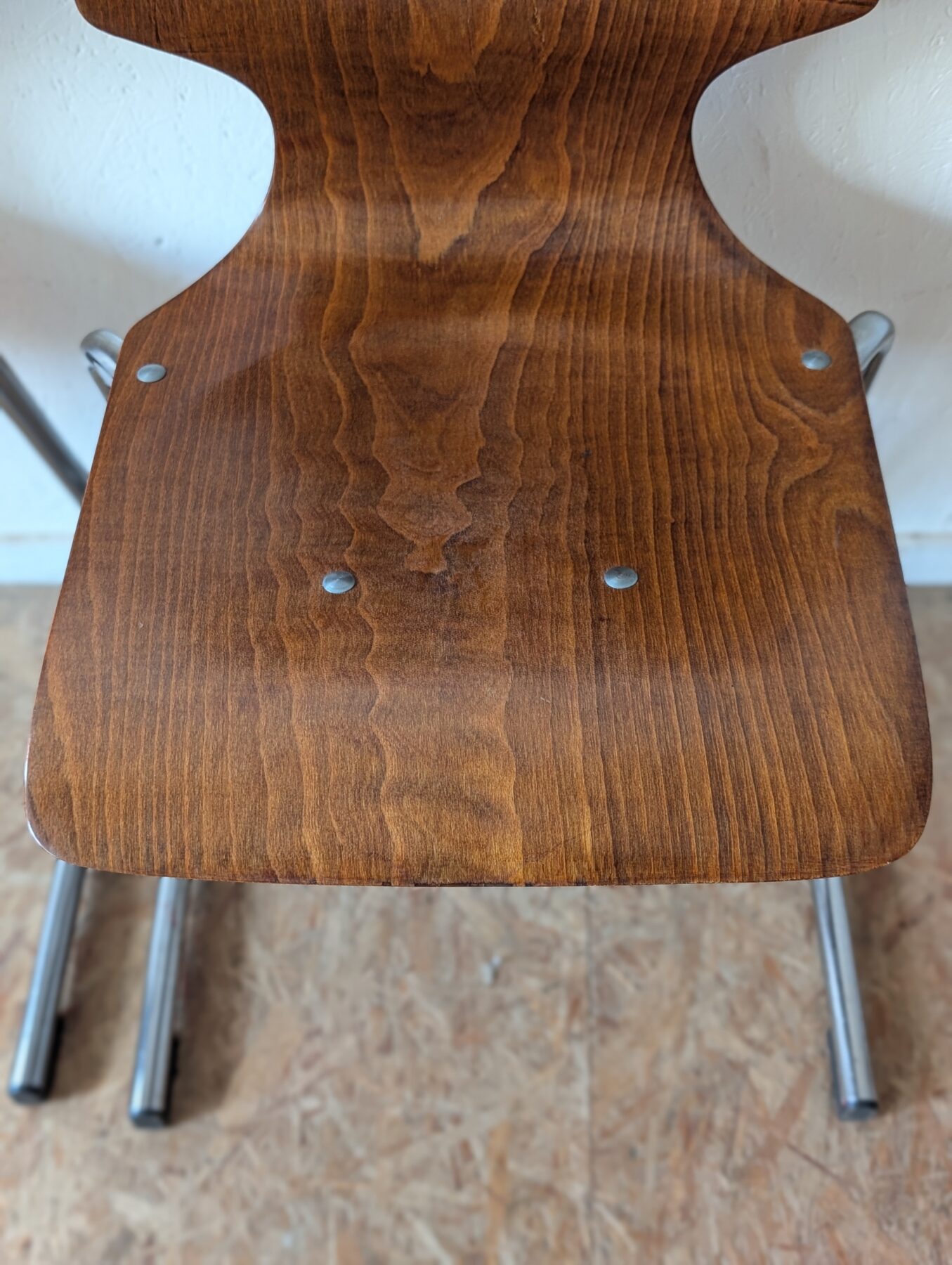 Suite de 4 chaises vintage Eurosit pagwood et chrome – Image 10