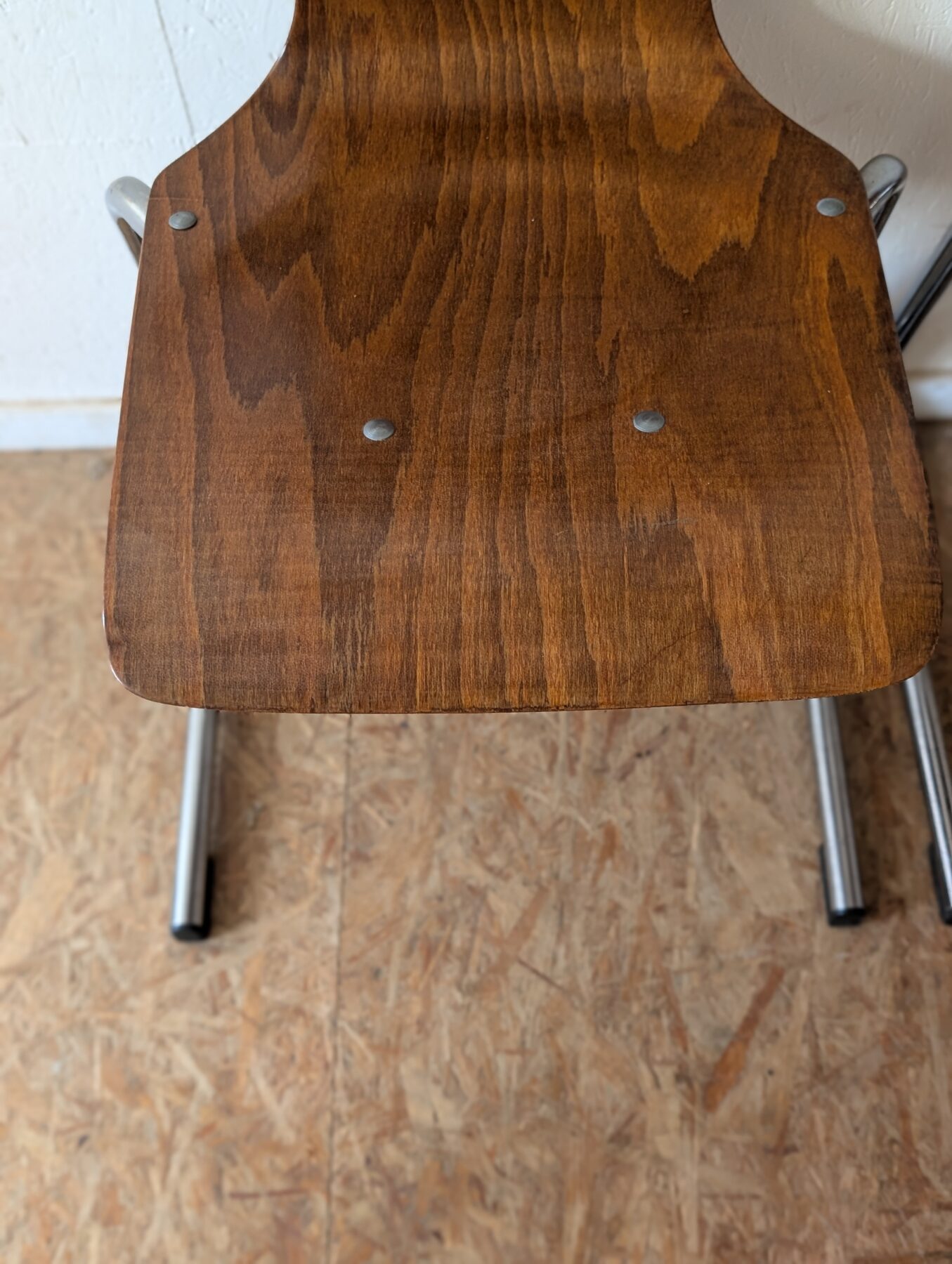 Suite de 4 chaises vintage Eurosit pagwood et chrome – Image 12